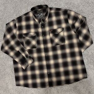 DIXXON Flannel Shirt The Chippy Shadow Plaid Brown Pearl Snap Pockets Mens 5XL
